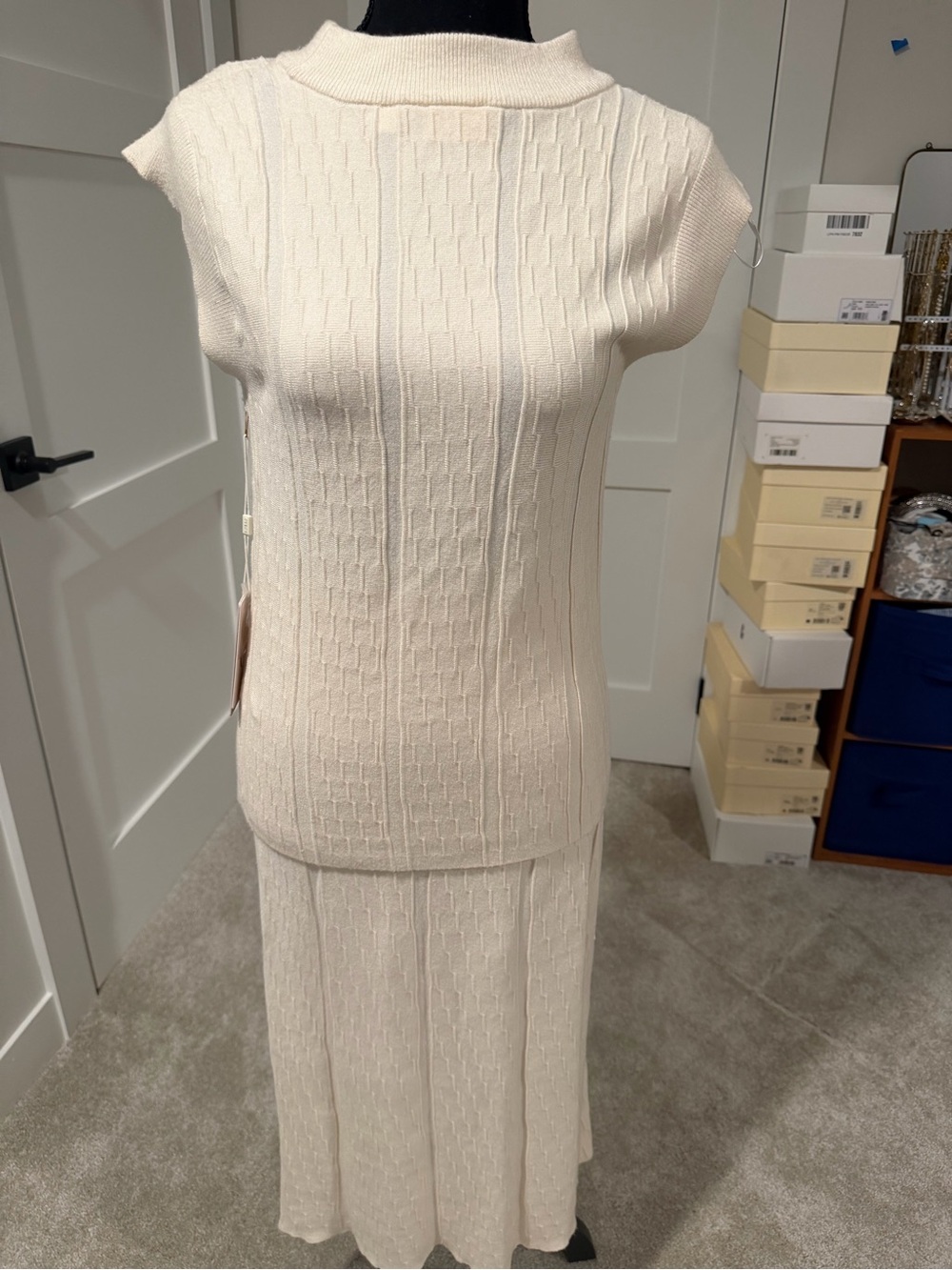 Cyrus Cream Knit Midi Skirt